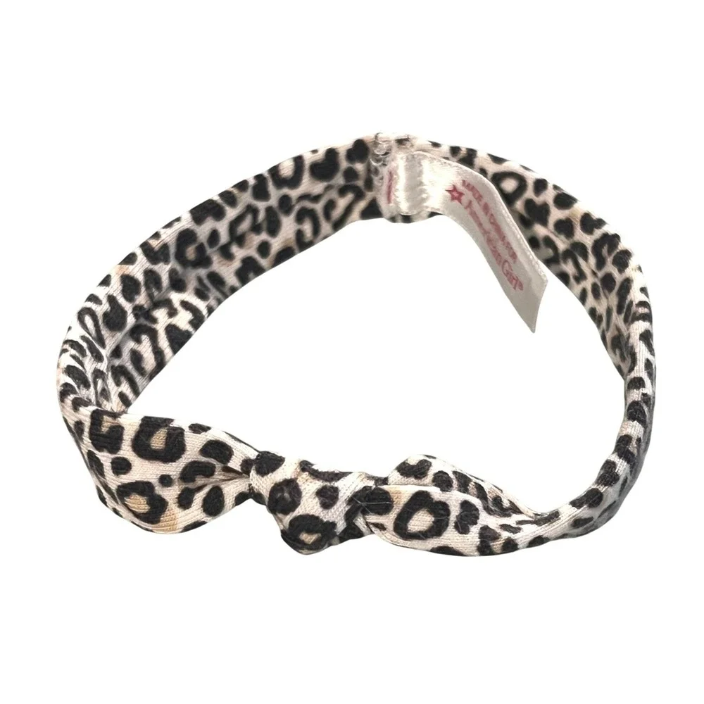 American Girl Doll Leopard Print Knotted Elastic Headband Black White Animal